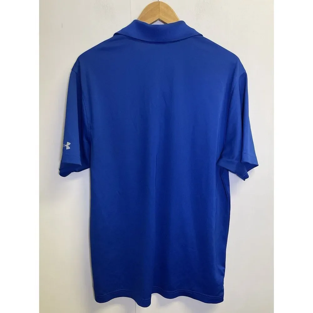 Under Armour Heat Gear Loose Golf Polo Shirt Mens Size M Blue‎ UA Logo Golf Logo